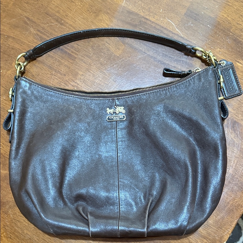Coach Dark Brown Leather Hobo Bag